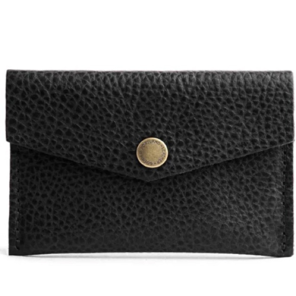 Portland Leather Mini Envelope Wallet in Pebbled Black